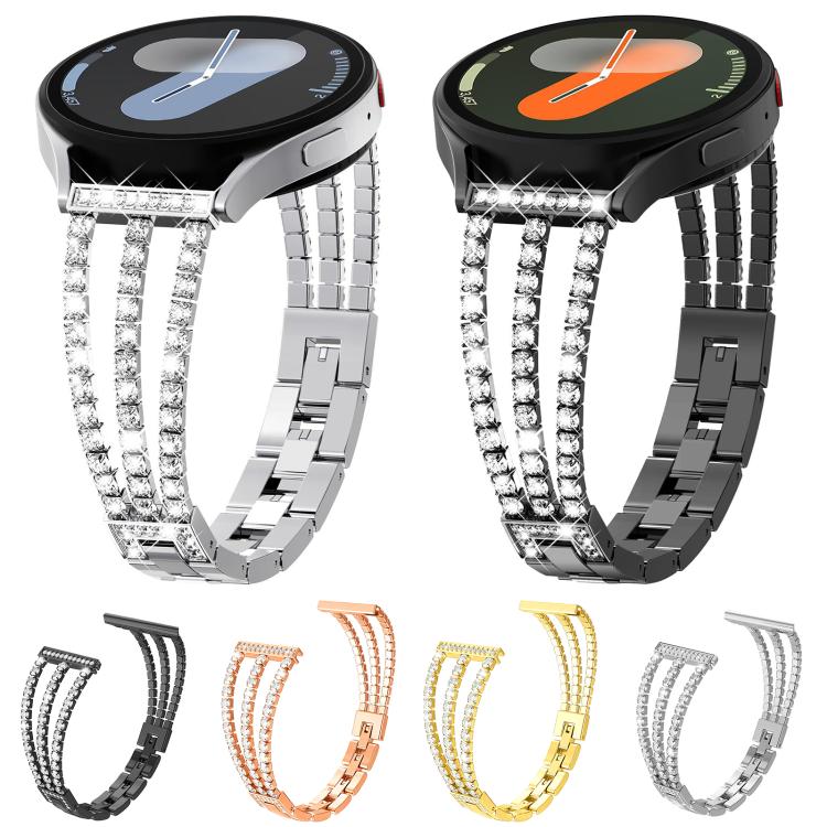 xDfind Universal Flat End Three Diamond Metal Watch Band