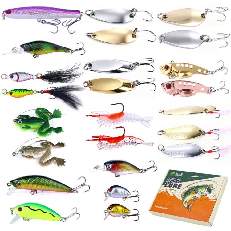 HENGJIA 24 PCS/Set Fishing Lure Kit Soft and Hard Vibration Bait Set