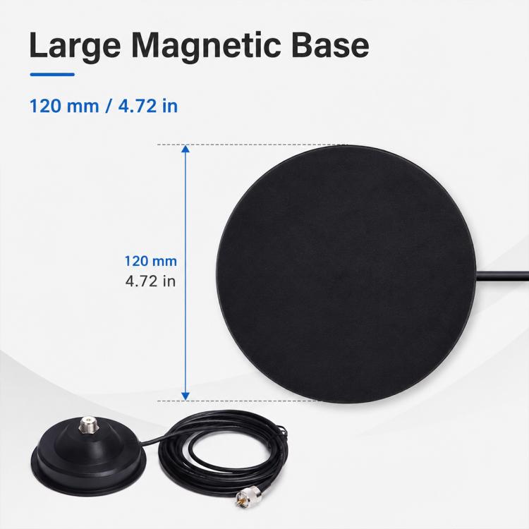 12CM Vehicle Magnetic Antenna Mount Base with 5M Coaxial Cable for Mobile Radio Antennas — view 3