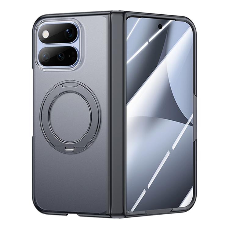 Intergrated Shell And Flim Translucent Frosted Hinge Protective Phone Case with 360 Degree Holder