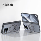 Intergrated Shell And Flim Translucent Frosted Hinge Protective Phone Case with 360 Degree Holder