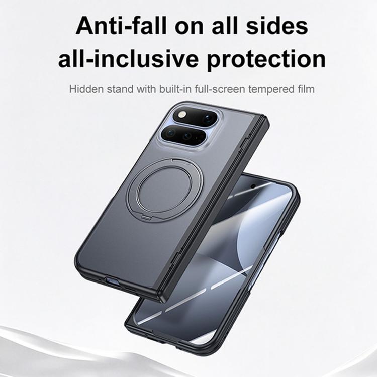 Intergrated Shell And Flim Translucent Frosted Hinge Protective Phone Case with 360 Degree Holder