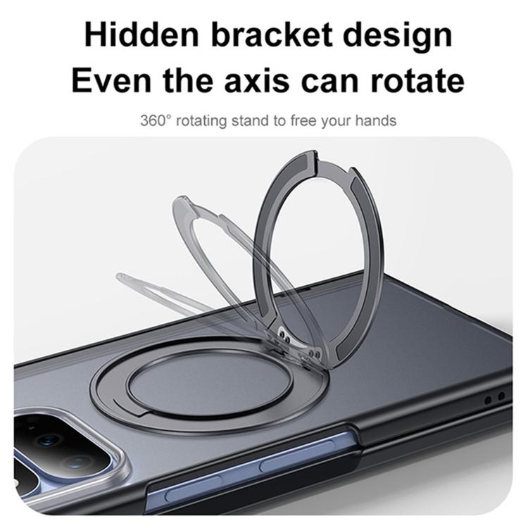 Intergrated Shell And Flim Translucent Frosted Hinge Protective Phone Case with 360 Degree Holder