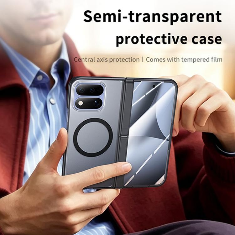 Intergrated Shell And Flim Translucent Frosted Hinge Holder Magnetic Phone Case