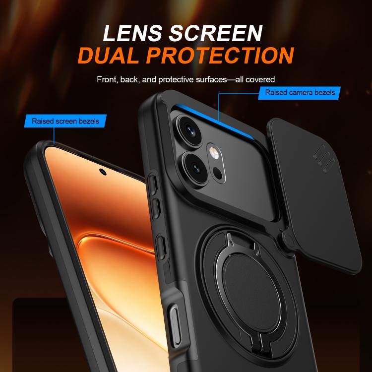 Camera Sliding Shield Magnetic Rotation Holder Phone Case