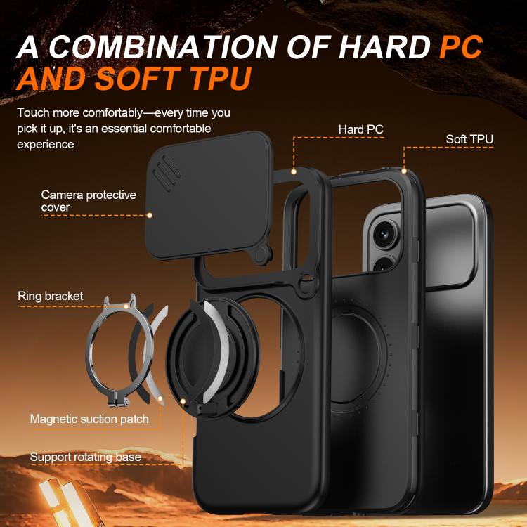 Camera Sliding Shield Magnetic Rotation Holder Phone Case