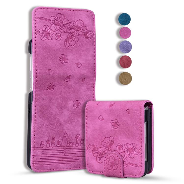 Cartoon Sakura Cat Embossed Leather Phone Case — view 14