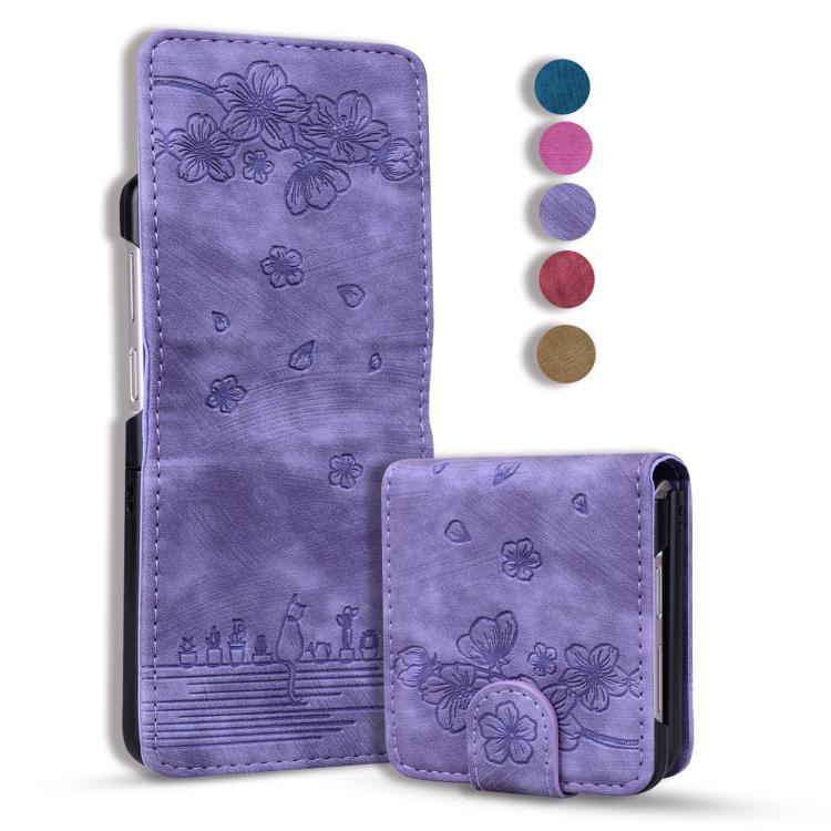 Cartoon Sakura Cat Embossed Leather Phone Case — view 15