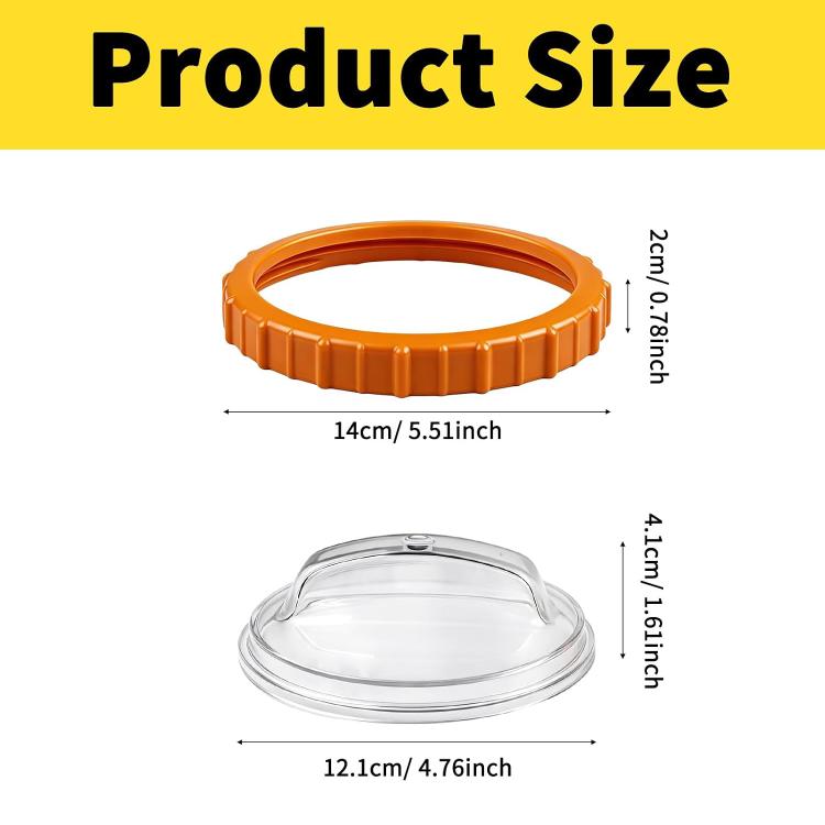 Pool Nut Transparent Cap For Flowclear Sand Filter Cover — Orange Nut+Transparent Cover
