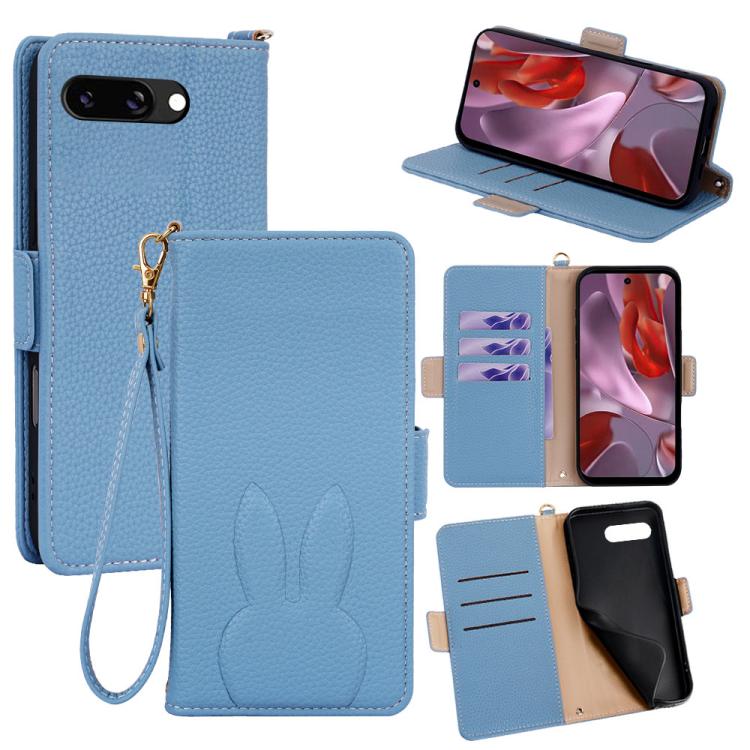 Bunny Ears Side Magnetic Clasp Vegan Leather Phone Case with Wrist Strap