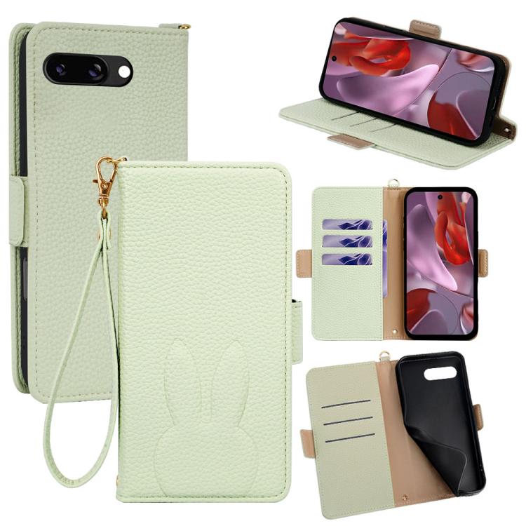 Bunny Ears Side Magnetic Clasp Vegan Leather Phone Case with Wrist Strap