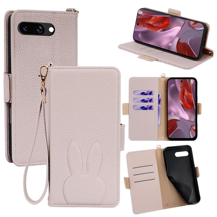 Bunny Ears Side Magnetic Clasp Vegan Leather Phone Case with Wrist Strap