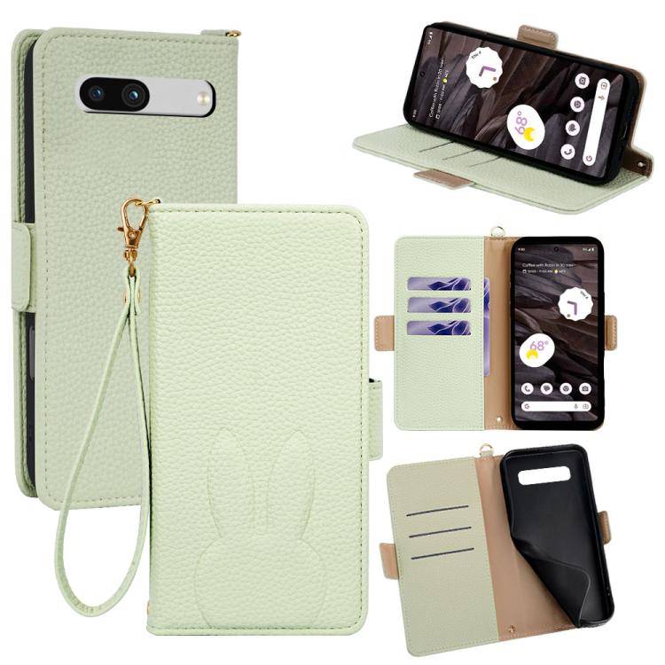 Bunny Ears Side Magnetic Clasp Vegan Leather Phone Case with Wrist Strap