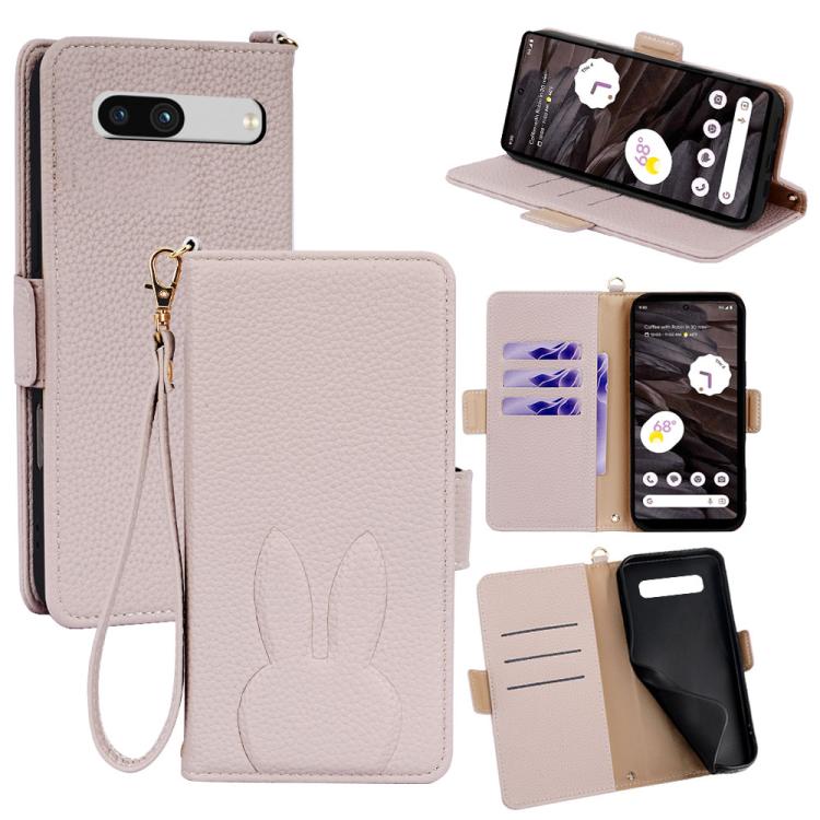 Bunny Ears Side Magnetic Clasp Vegan Leather Phone Case with Wrist Strap