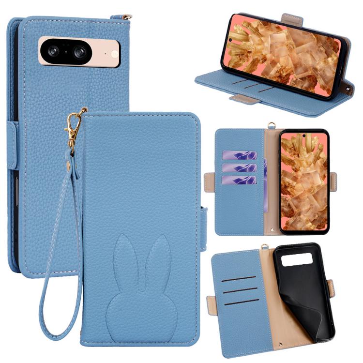 Bunny Ears Side Magnetic Clasp Vegan Leather Phone Case with Wrist Strap