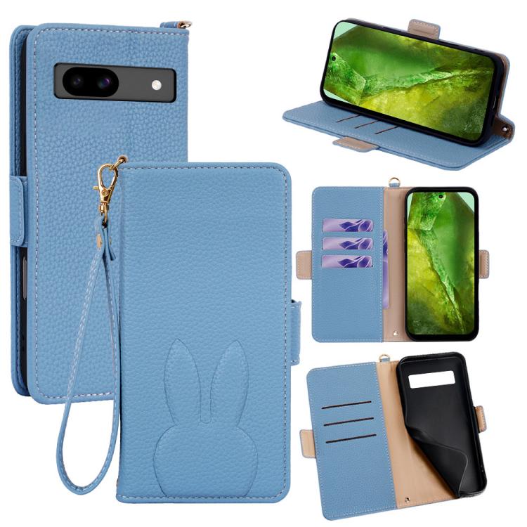 Bunny Ears Side Magnetic Clasp Vegan Leather Phone Case with Wrist Strap