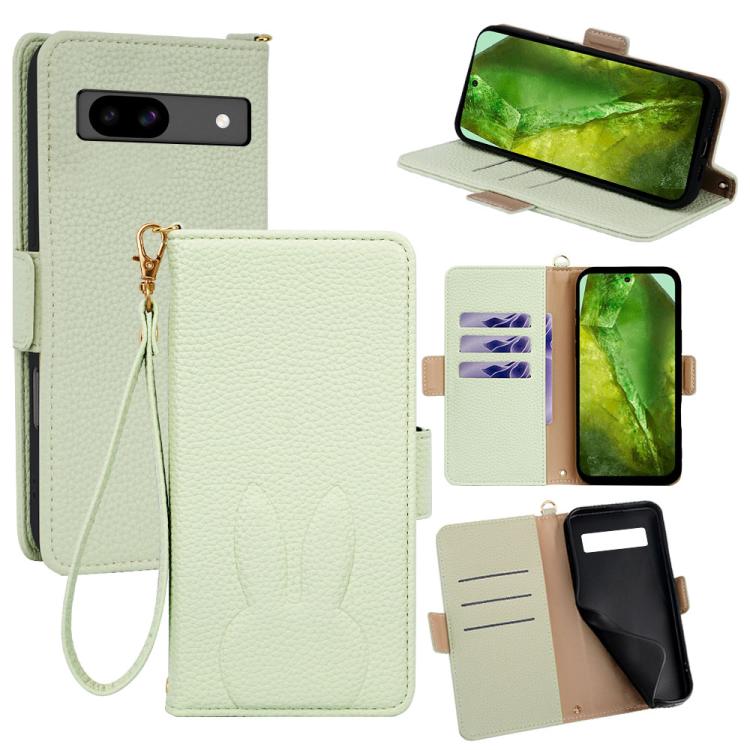 Bunny Ears Side Magnetic Clasp Vegan Leather Phone Case with Wrist Strap