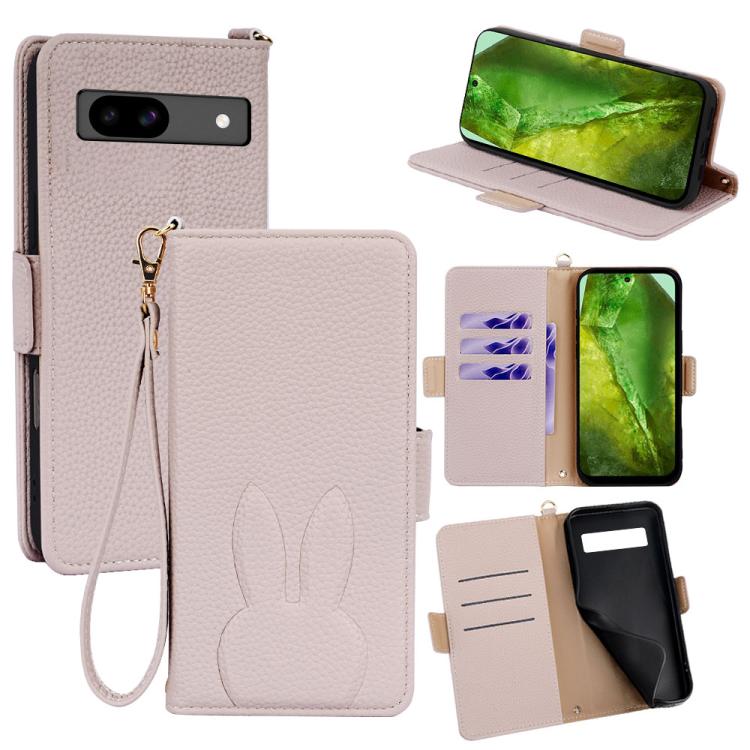 Bunny Ears Side Magnetic Clasp Vegan Leather Phone Case with Wrist Strap