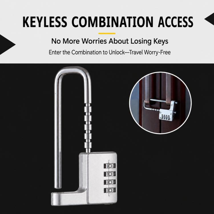 Adjustable Lock-Length Combination Lock for Cabinet Door Handles — view 4