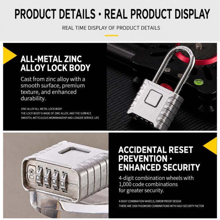 All-Metal Combination Padlock Heavy-Duty Lock for Warehouse & Garden Gate — view 10