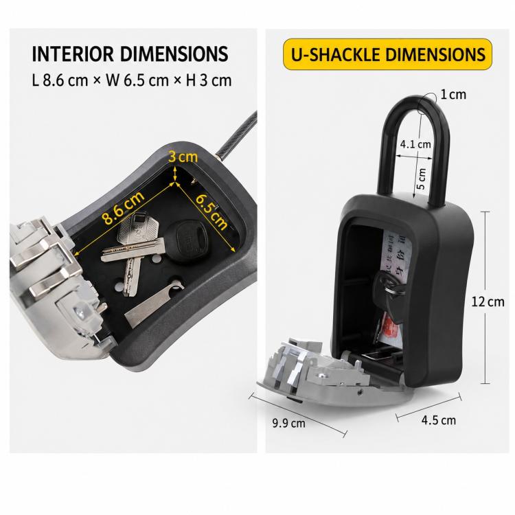 Wall-Mount Key Storage Box Combination Lock with Steel Cable & Plastic Lock Body — view 11