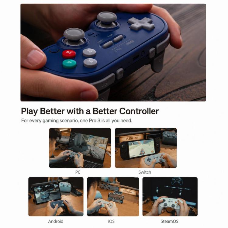 8BitDo Pro 3 TMR Joystick 2.4G Wireless Bluetooth Game Controller Gamepad