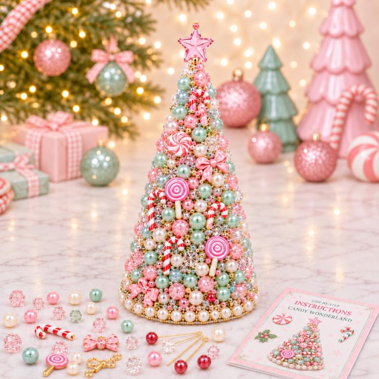 DIY Beaded Holiday Decorations Tree Craft Kit — Poinsettia