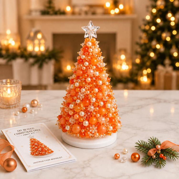 DIY Beaded Holiday Decorations Tree Craft Kit — Christmas Tree H-White