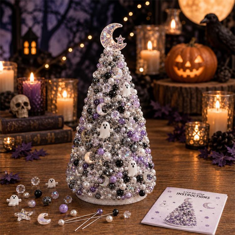 DIY Beaded Holiday Decorations Tree Craft Kit — Halloween Tree C-Pumpkin
