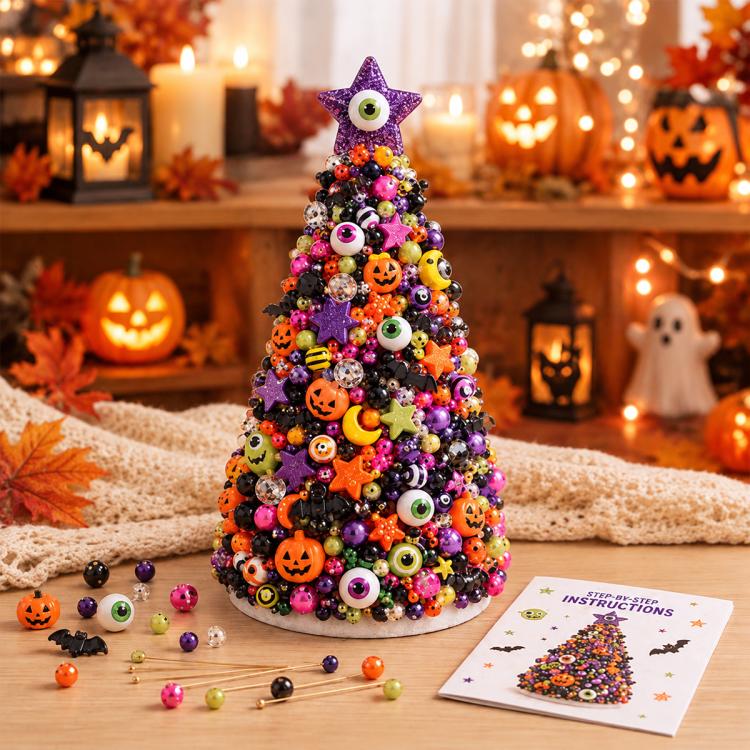 DIY Beaded Holiday Decorations Tree Craft Kit — Halloween Tree F-Whispers