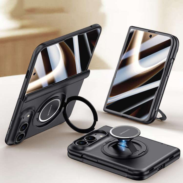 Premium Series Integrated HD Film Center Axis Full Coverage Magnetic Phone Case with Wrist Strap & Ring Holder