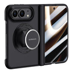 Premium Series Integrated HD Film Center Axis Full Coverage Magnetic Phone Case with Wrist Strap & Ring Holder