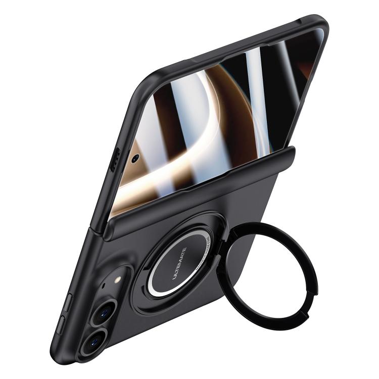Premium Series Integrated HD Film Center Axis Full Coverage Magnetic Phone Case with Wrist Strap & Ring Holder