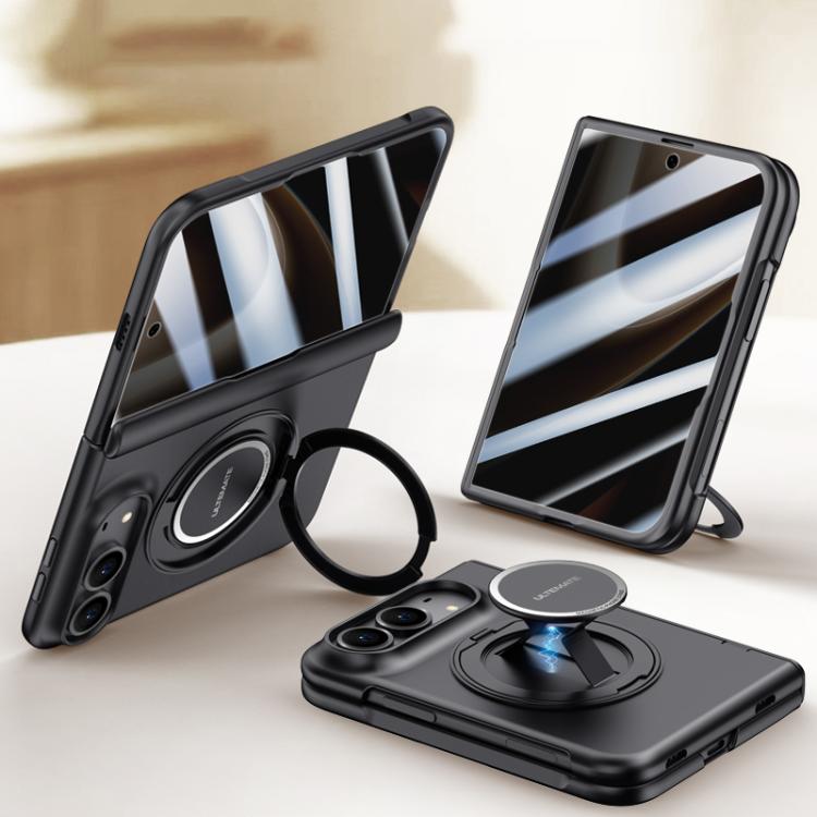 Premium Series Integrated Privacy Film Center Axis Full Coverage Magnetic Phone Case with Wrist Strap & Ring Holder