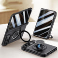 Premium Series Integrated Privacy Film Center Axis Full Coverage Magnetic Phone Case with Wrist Strap & Ring Holder