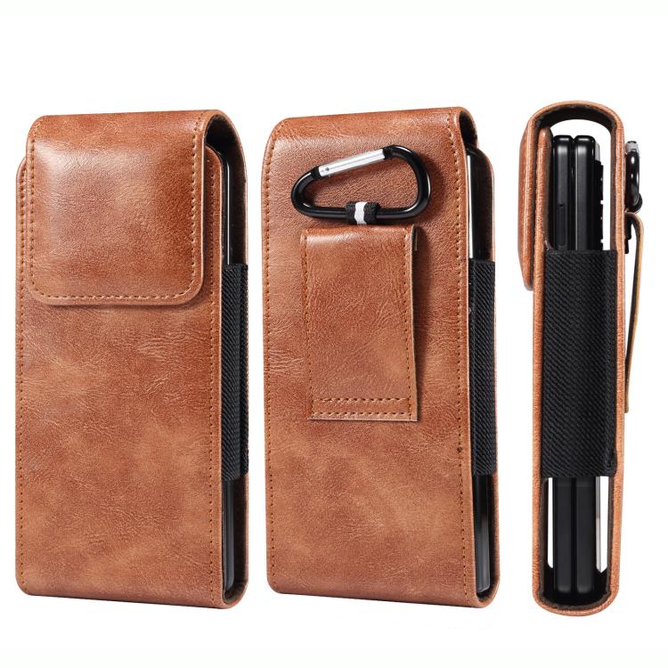 Lambskin-Textured Vegan Leather Vertical Phone Waist Bag — view 10