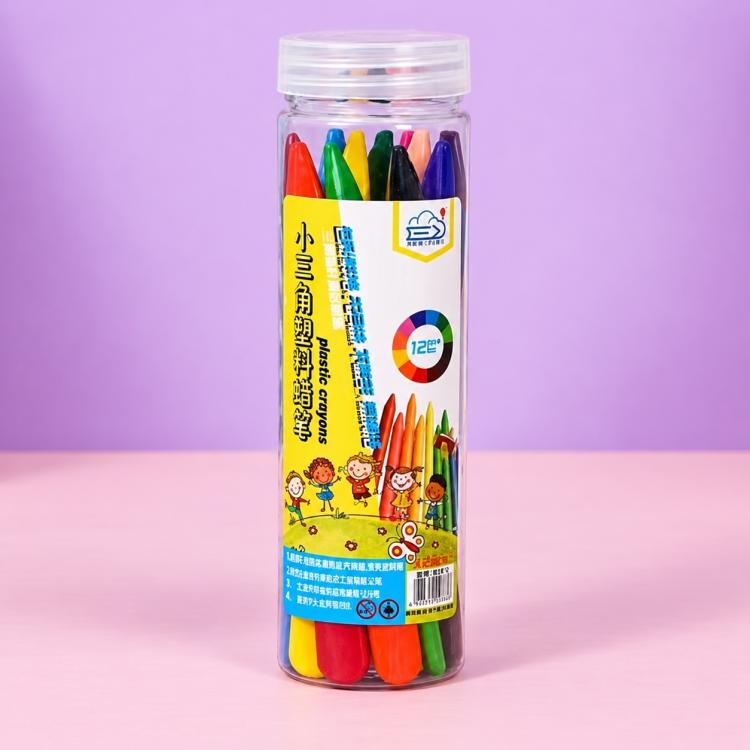 Children Washable Color Crayons Triangular Plastic Crayons