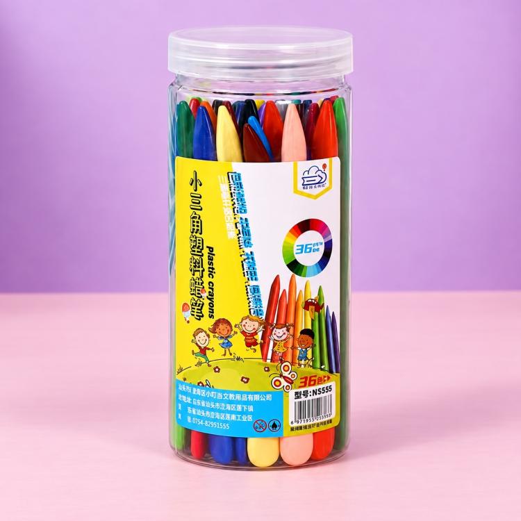 Children Washable Color Crayons Triangular Plastic Crayons — 24 Colors