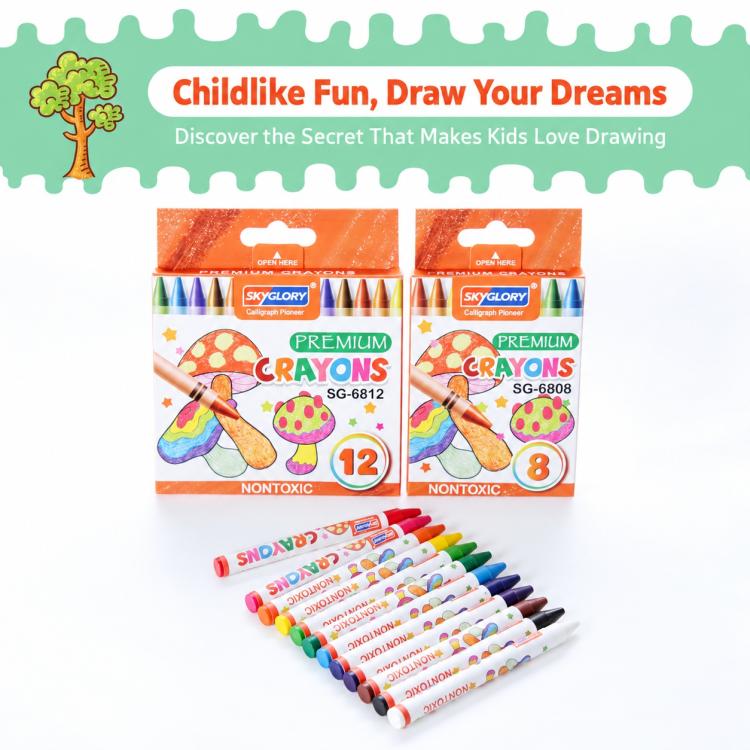 Children Mushroom Crayons Non Toxic Oil Pastels — 24 Colors