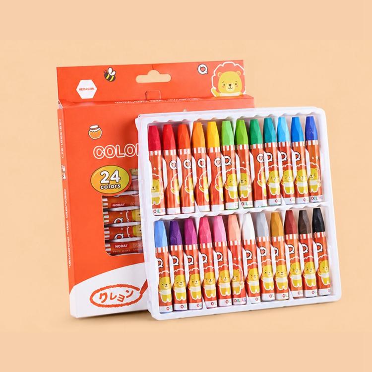 Children Silky Smooth Color Crayons Oil Pastels — 24 Colors