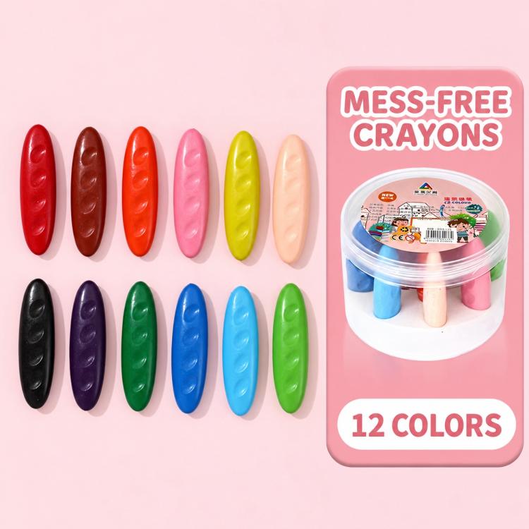 Children Plastic Color Crayons Nut Washable Crayons — 12 Colors