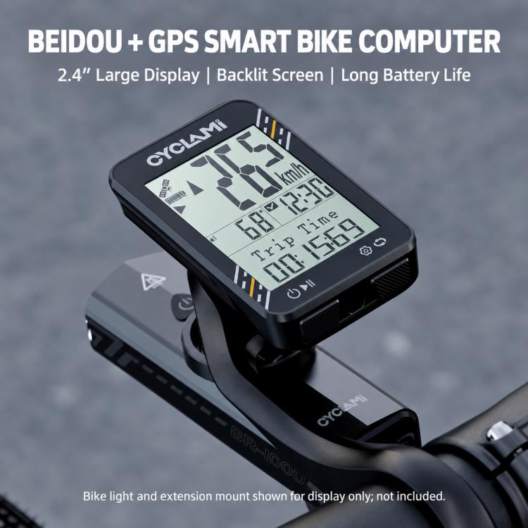 CYCLAMi BKV310 GPS Bicycle Computer Cycling Speedometer for Road & MTB — With One-Piece Handlebar Bracket
