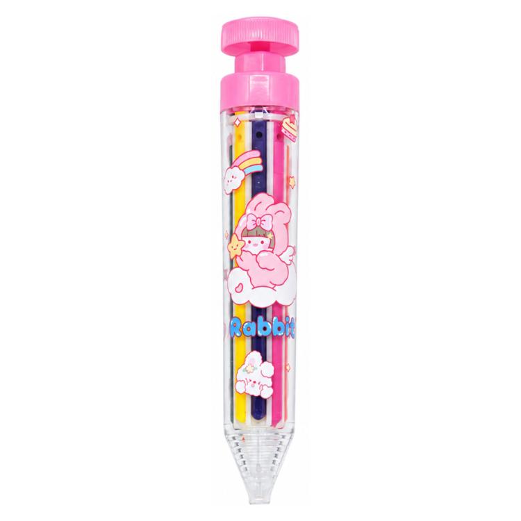 8 in 1 Children Retractable Color Crayons Non-dirty Plastic Crayons — Pink
