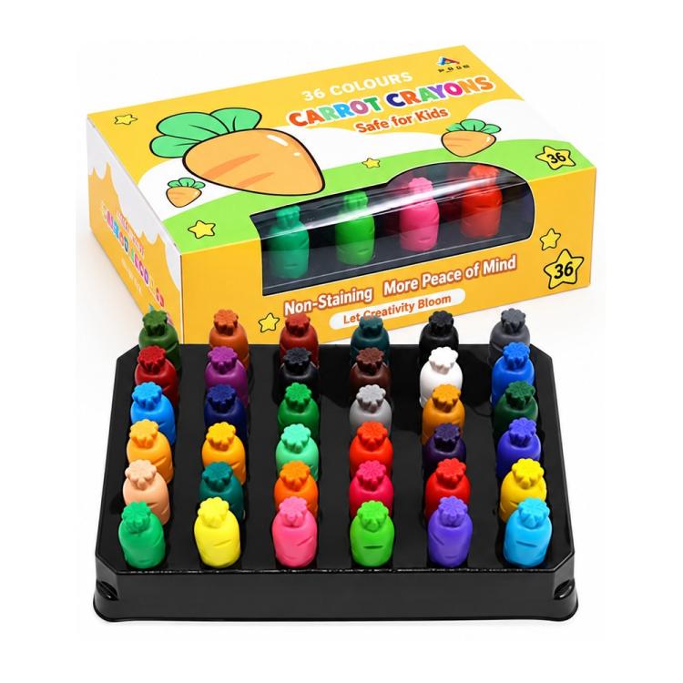 Carrot Plastic Washable Color Crayons Oil Pastels — 36 Colors