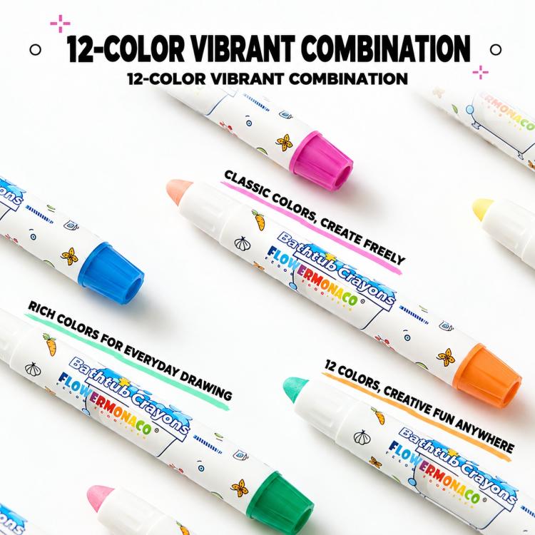 Flower Monaco Children Bathroom Smooth Painting Crayons Glass Crayons — view 3
