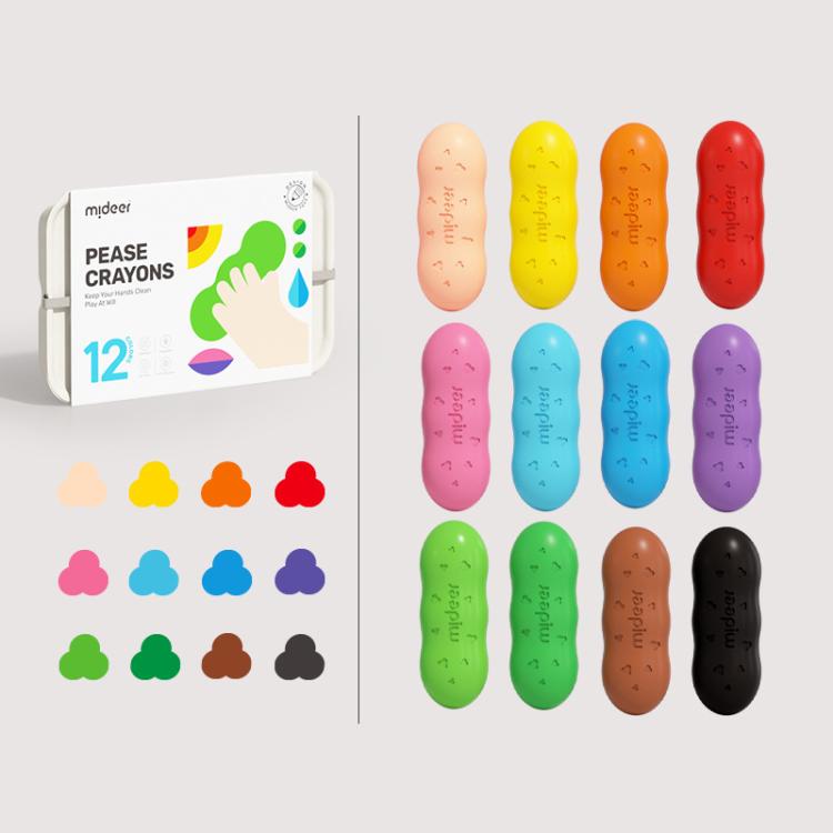mideer Children Color Peans Crayons Washable Oil Pastels — 12 Colors