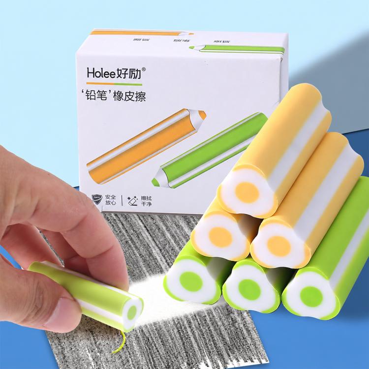 Holee 5 PCS/Box Cute Cartoon Triangle Pen-Shaped Eraser Stationery Supplies — Black White