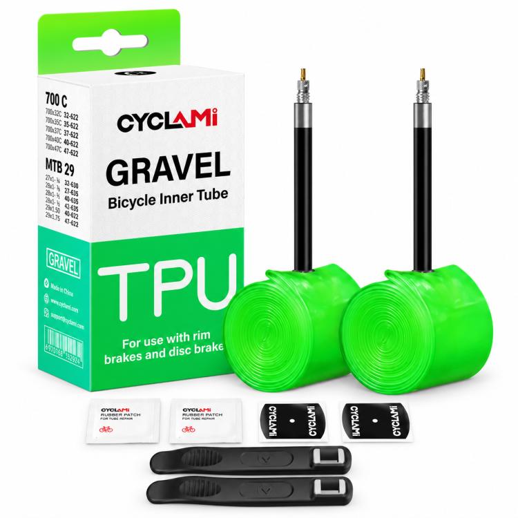 CYCLAMi 2 PCS/Box Ultralight TPU Inner Tube for Gravel Bikes — 46g-FV45mm
