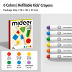 mideer Silky Smooth Replaceable Crayons Children Washable Color Crayons Oil Pastels — 6 Colors / Box