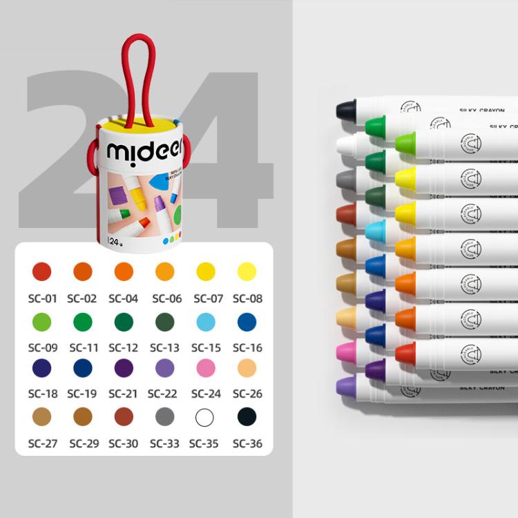 mideer Silky Smooth Replaceable Crayons Children Washable Color Crayons Oil Pastels — 24 Colors / Barrel
